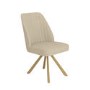 Set of 6 Beige Upholstered Swivel Dining Chairs with Oak Effect Legs - Logan
