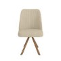 Set of 2 Beige Upholstered Swivel Dining Chairs with Walnut Effect Legs - Logan