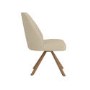 Set of 2 Beige Upholstered Swivel Dining Chairs with Walnut Effect Legs - Logan
