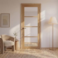 Internal Oak Laminate Glazed Crittal Door with Clear Glass - Pre-Finished - 1981 x 762 x 35mm - Brent - XL Joinery