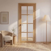 Internal Oak Laminate Glazed Crittal Door with Clear Glass - Pre-Finished - 1981 x 762 x 35mm - Haringey - XL Joinery