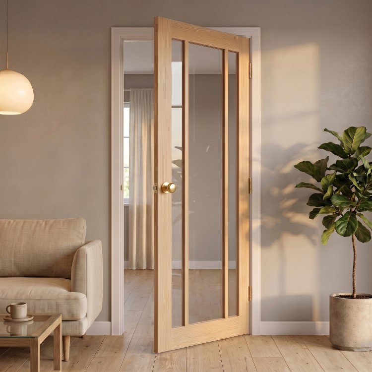 Internal Oak Laminate Glazed Crittal Door with Clear Glass - Pre-Finished - 1981 x 762 x 35mm - Redbridge - XL Joinery
