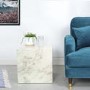 White Faux Marble Cube Side Table - Lori