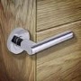 Internal Silver Polished Chrome Lever Fire Door Handle with Latch and Hinges Pack - 65mm Latch - Loire - XL Joinery