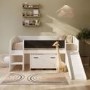 White Cabin Bed with Slide and Storage Box - Loki