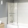 GRADE A1 - Lomax L Shape 1450mm 6mm Chrome Bath Screen with Towel Rail