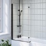 GRADE A1 - Lomax L Shape 1450mm 6mm Matt Black Bath Screen