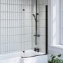 GRADE A1 - Lomax L Shape 1450mm 6mm Matt Black Bath Screen