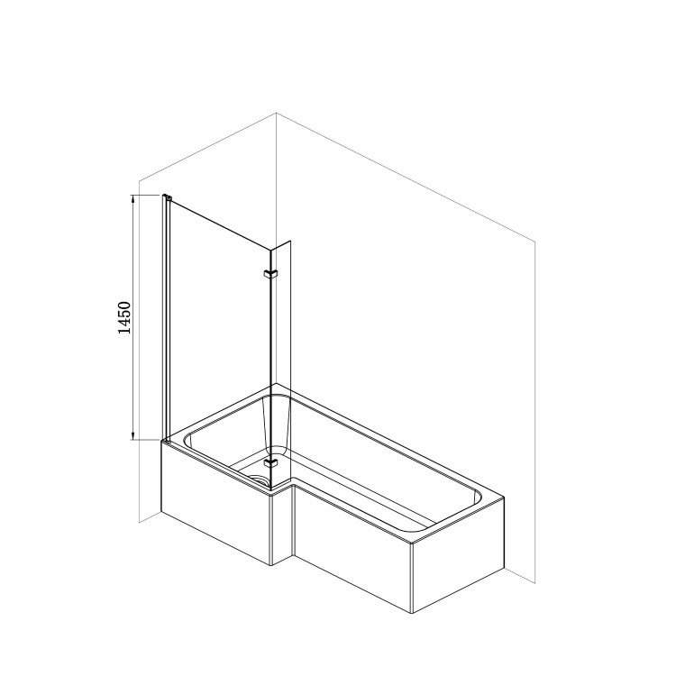 GRADE A1 - Lomax L Shape 1450mm 6mm Matt Black Bath Screen