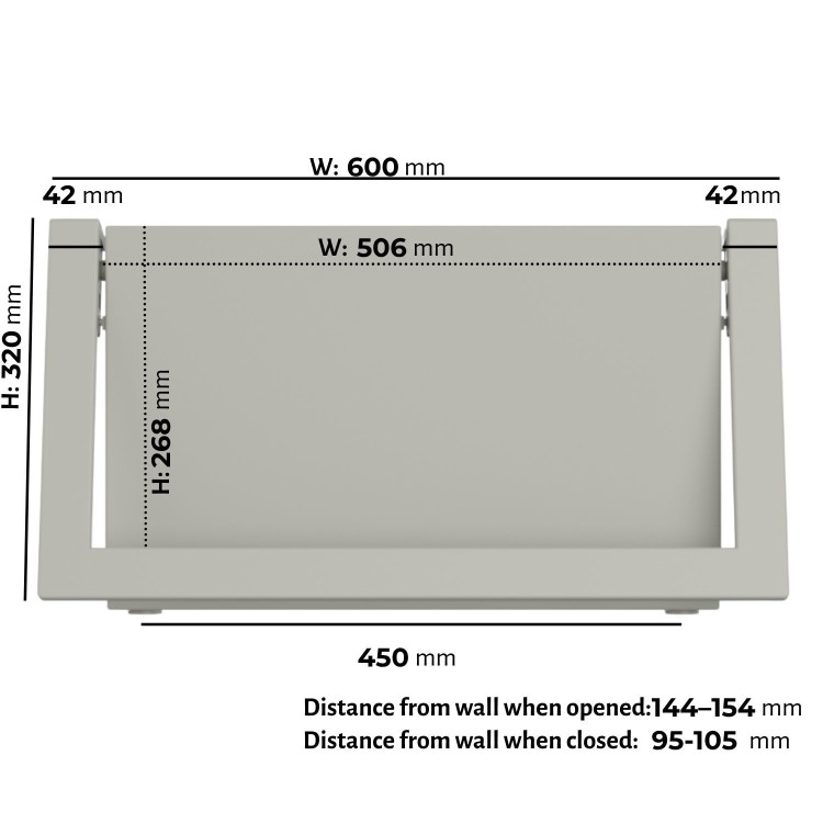 Beige Horizontal Panel Radiator with Pull Out Towel Bar 320 x 600mm - Lomas