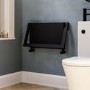 Black Horizontal Panel Radiator with Pull Out Towel Bar 320 x 600mm - Lomas