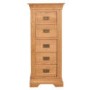 Loire Oak Farmhouse 5 Drawer Tall Boy Chest of Drawers