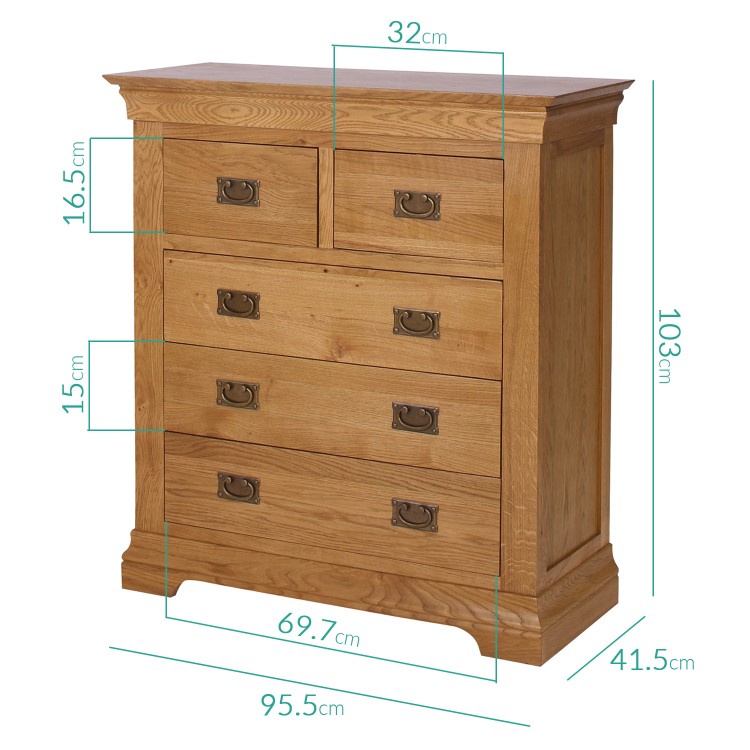 Loire Oak Farmhouse 2+3 Chest of Drawers