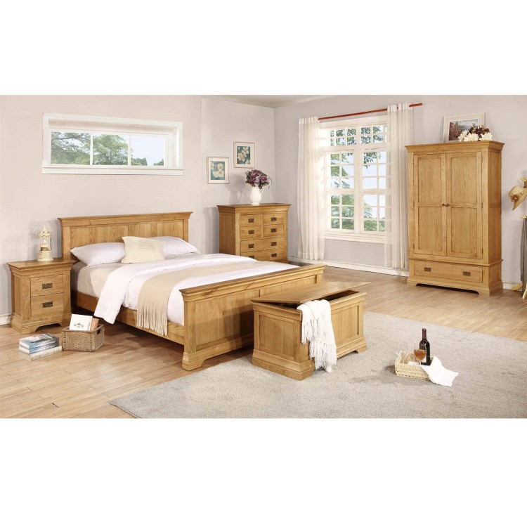 GRADE A3 - Loire Oak Farmhouse 2 Door 1 Drawer Wardrobe