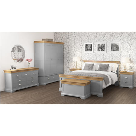 Loire Two Tone Kingsize Bed Frame in Grey and Oak
