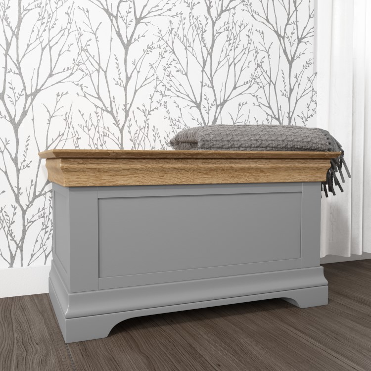 Loire Two Tone Blanket Box in Grey and Oak
