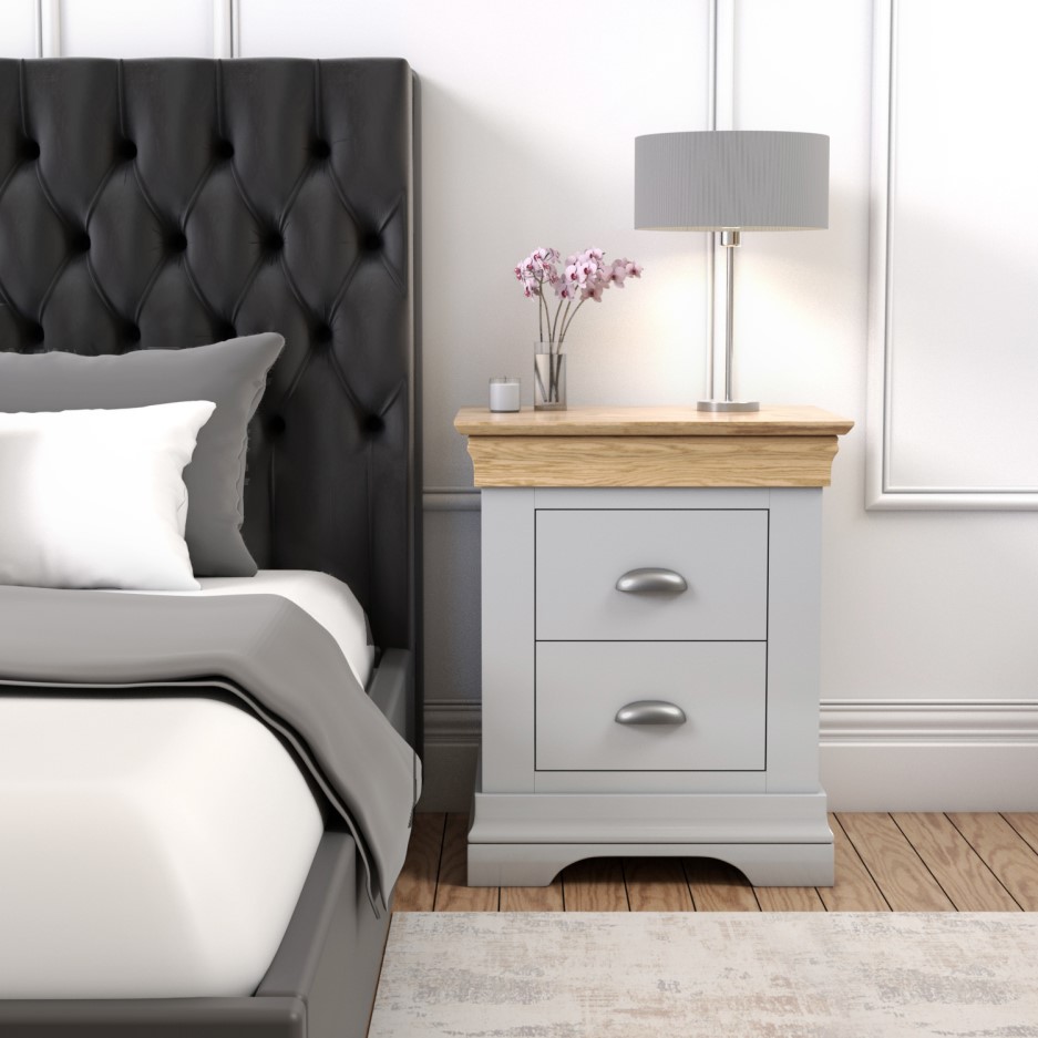Loire Two Tone Bedside Table in Grey and Oak BuyItDirect.ie