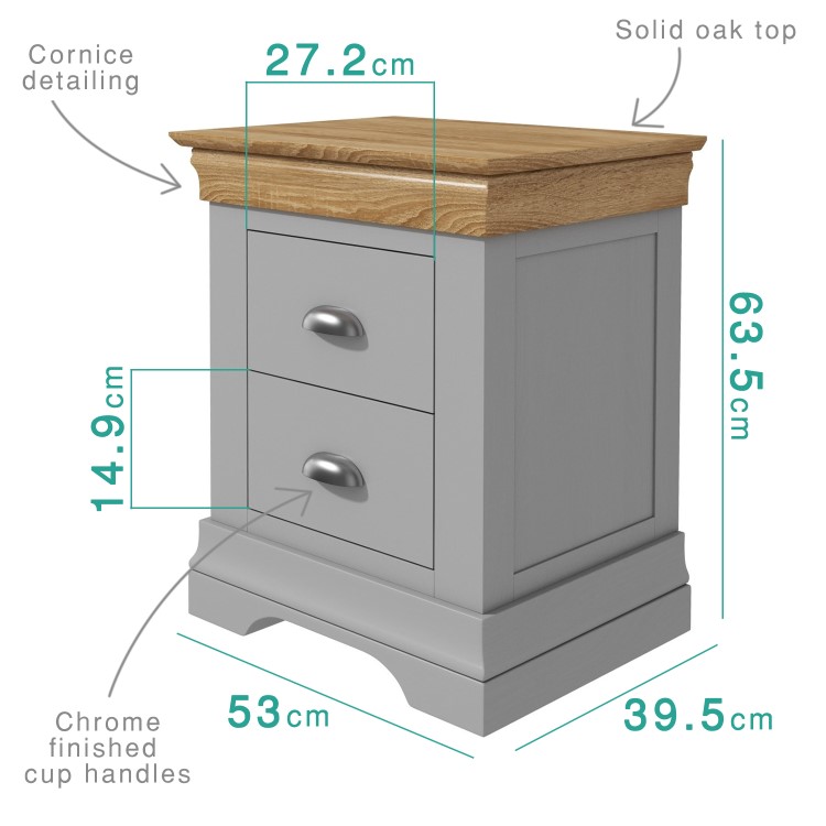 Loire Two Tone Bedside Table in Grey and Oak