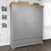 Loire Grey Farmhouse 3 Door 2 Drawer Wardrobe
