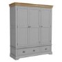 Loire Grey Farmhouse 3 Door 2 Drawer Wardrobe