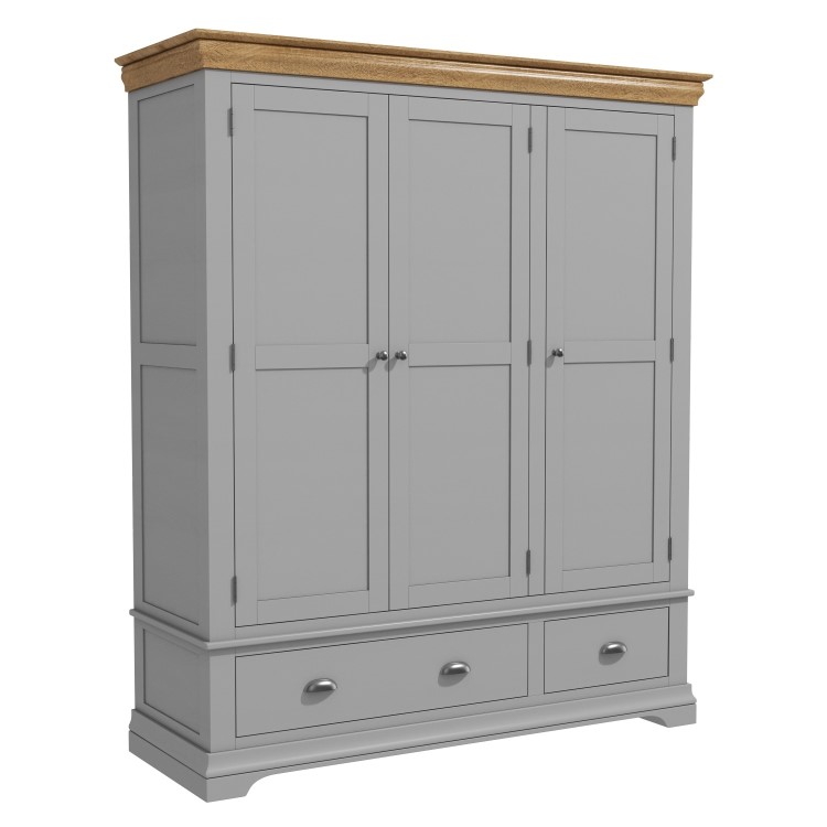 Loire Grey Farmhouse 3 Door 2 Drawer Wardrobe
