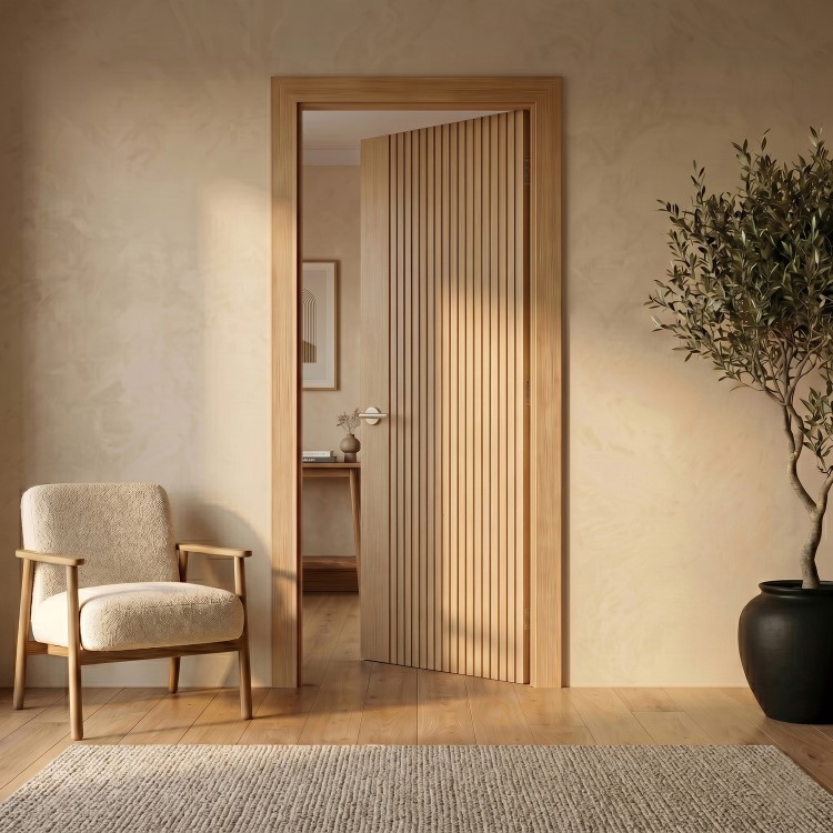 Internal Oak Laminate Door - Pre-Finished - 1981 x 762 x 35mm - Stria - XL Joinery
