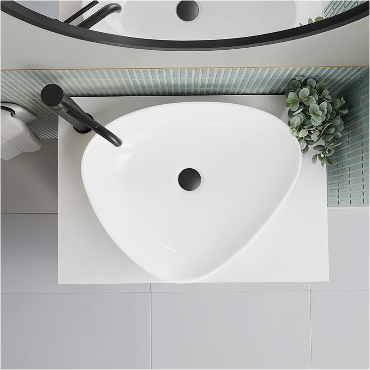 ONLY OPENED - White Triangular Countertop Basin 505mm - Lotus