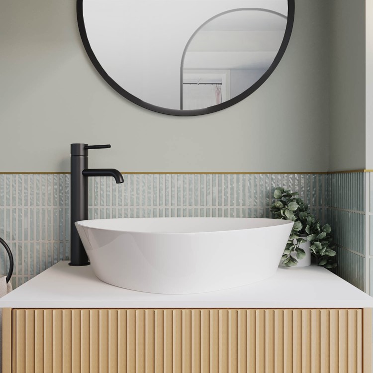 ONLY OPENED - White Triangular Countertop Basin 505mm - Lotus