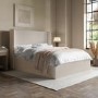 Cream Fabric King Size Ottoman Bed with Winged Headboard - Loxley