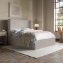 Grey Fabric Small Double Ottoman Bed with Winged Headboard - Loxley