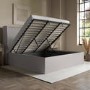 Grey Upholstered Super King Ottoman Bed with Winged Headboard - Loxley