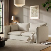 Cream Linen-Look 3 Seater Sofa - Lorelai