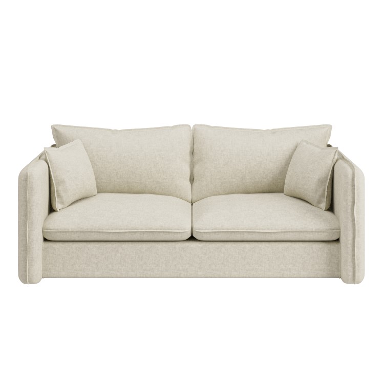 Cream Linen-Look 3 Seater Sofa - Lorelai