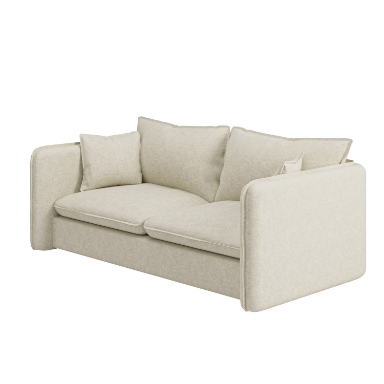 Cream Linen-Look 3 Seater Sofa - Lorelai