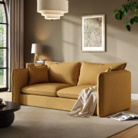 Honey Brown Linen-Look 3 Seater Sofa - Lorelai