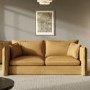 Honey Brown Linen-Look 3 Seater Sofa - Lorelai