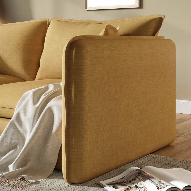 Honey Brown Linen-Look 3 Seater Sofa - Lorelai
