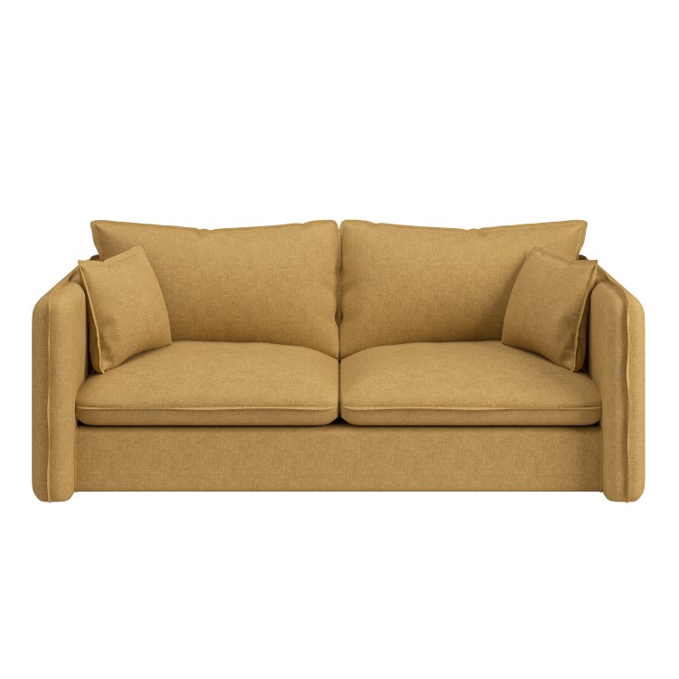 Honey Brown Linen-Look 3 Seater Sofa - Lorelai