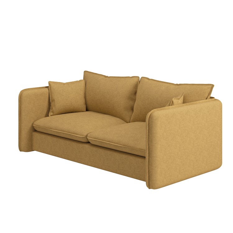 Honey Brown Linen-Look 3 Seater Sofa - Lorelai