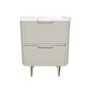 Curved Taupe 2 Drawer Bedside Table with Marble Top - Lorenzo