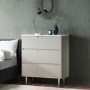 Curved Taupe Chest of 3 Drawers with Marble Top - Lorenzo