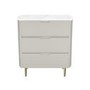 Curved Taupe Chest of 3 Drawers with Marble Top - Lorenzo