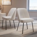 LTN001 Set of 2 Beige Upholstered Curved Dining Chairs - Celia