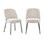 Set of 6 Beige Upholstered Curved Dining Chairs - Celia
