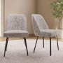 Set of 2 Curved Dining Chairs in Multi Coloured Fabric - Celia