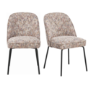 Set of 2 Curved Dining Chairs in Multi Coloured Fabric - Celia