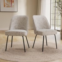Set of 2 Neutral Upholstered Curved Dining Chairs - Celia Set of 2 Neutral Upholstered Curved Dining Chairs - Celia