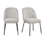 Set of 2 Neutral Upholstered Curved Dining Chairs - Celia
