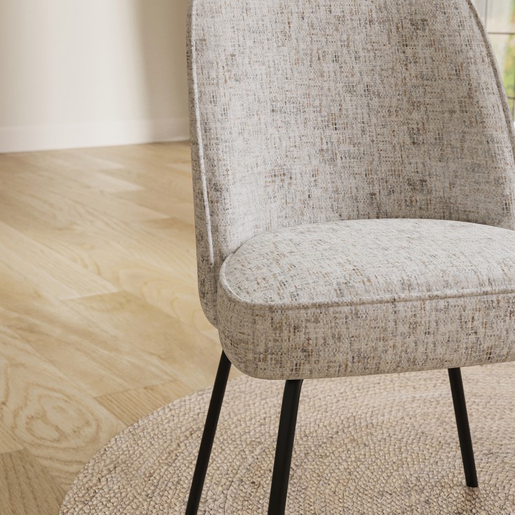 Set of 2 Neutral Upholstered Curved Dining Chairs - Celia