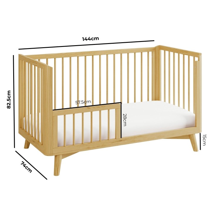 Wooden Convertible 3-in-1 Cot Bed - Luna